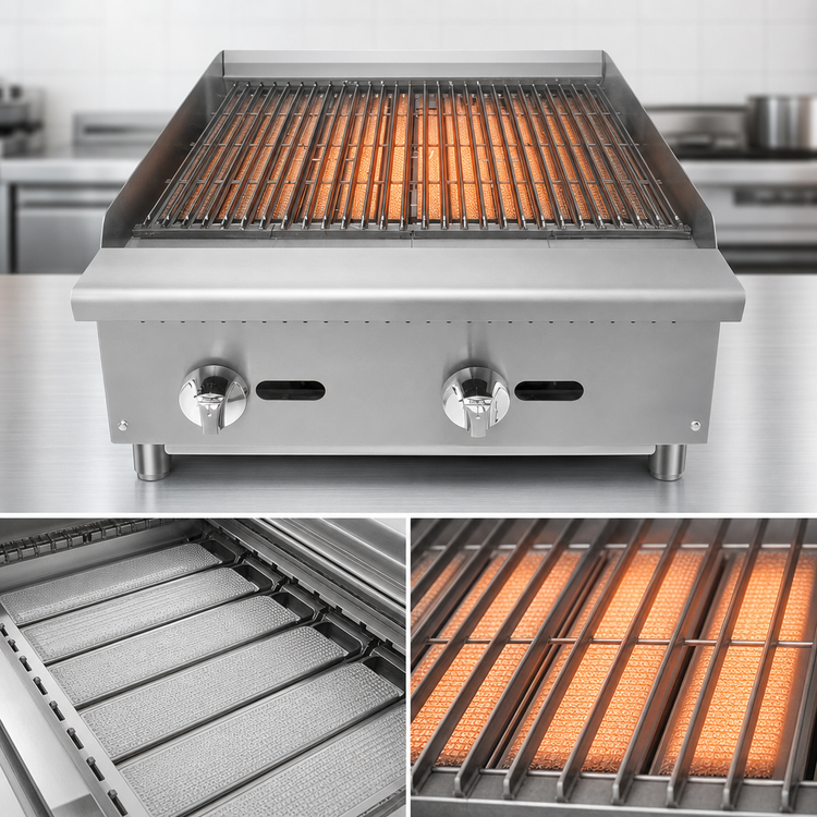 Product image #5 for CookRite 24-Inch Heavy Duty Natural Gas Radiant Charbroiler with 2 Burners