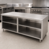 Thumbnail image #4 for 120-Inch x 36-Inch 304 Stainless Steel Work Table with Open Front Cabinet Base and Mid-Shelf