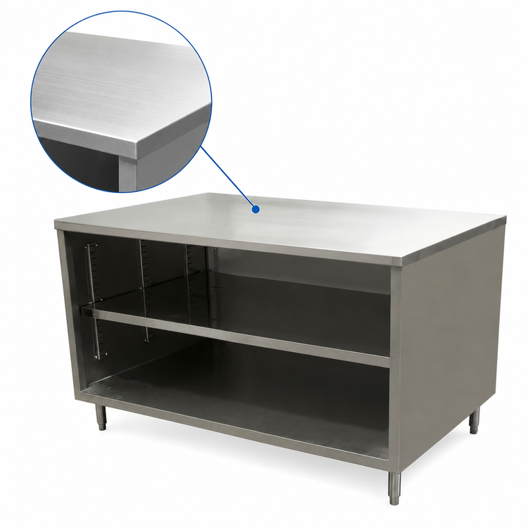 Product image #4 for BK Resources 60-Inch x 30-Inch Open Front Stainless Steel Chef Table Cabinet Base