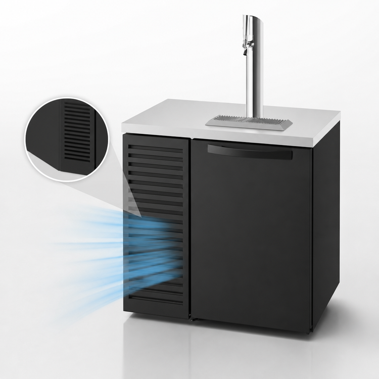 Product image #4 for True Premier Bar 32-Inch One-Section Refrigerated Draft Bar Cooler with Left-Side Self-Contained Refrigeration