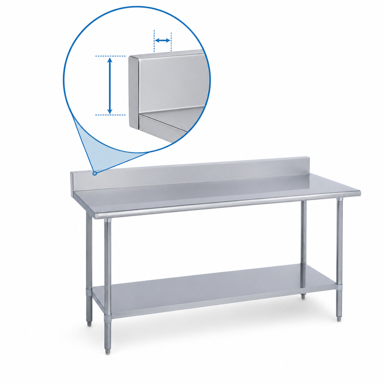 Product image #4 for Duke Deluxe Stainless Steel Work Table with 5-Inch Riser and Stainless Undershelf, 24-Inch Wide x 84-Inch Long x 36-Inch High