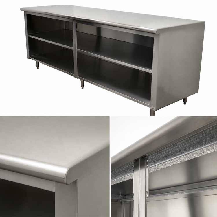 Product image #4 for Advance Tabco Special Value Series 84" x 24" Flat Top Stainless Steel Open Base Work Table with Mid-Shelf