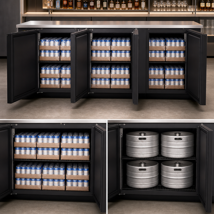 Product image #4 for True Pass-Thru Three-Section Back Bar Cooler with 6 Solid Swing Doors