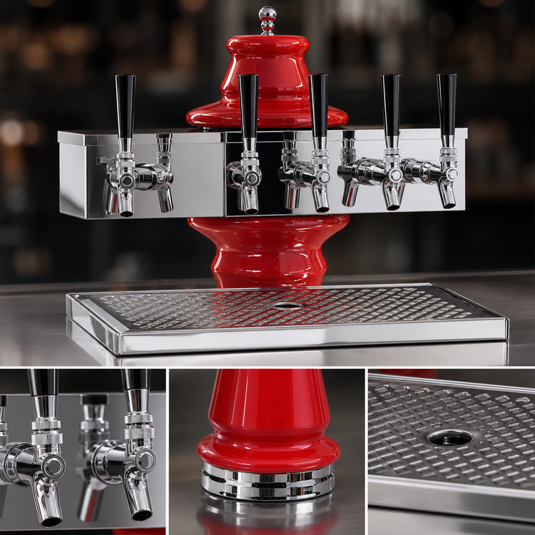 Product image #4 for Glastender Vienna 4-Faucet Draft Dispensing Tower, Mirror Finish, Glycol Cooled