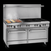 Thumbnail image #4 for Ultimate 60-Inch Gas Restaurant Range with 3 Star/Sauté Burners, 2 Pyromax Burners, 24-Inch Griddle, and 2 Cabinets