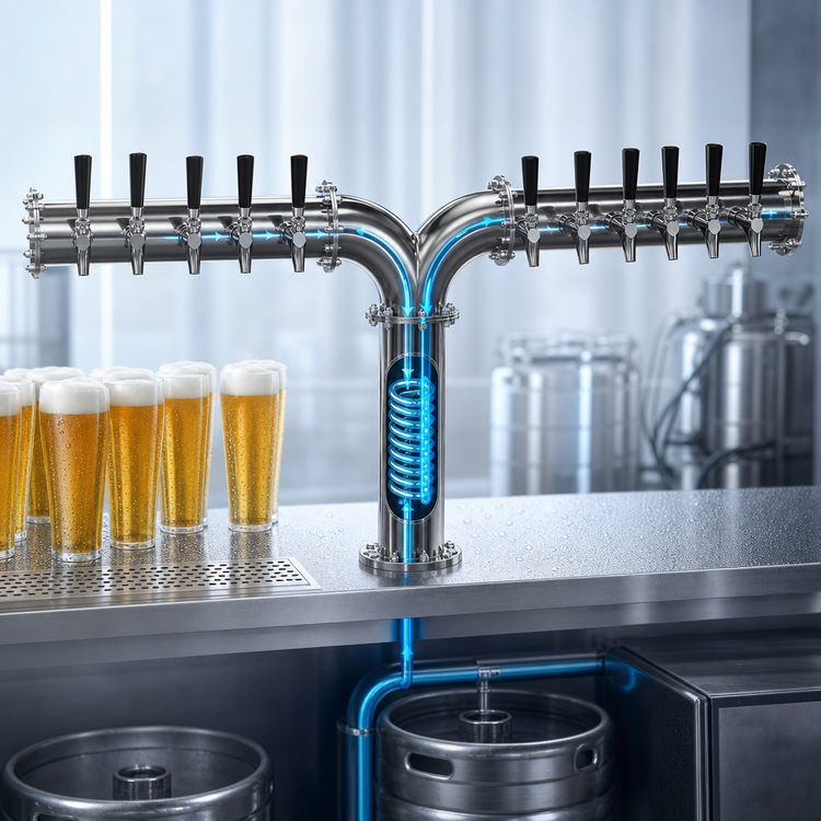 Product image #4 for Krowne 10-Faucet Glycol-Cooled Pipe Y-Tower Draft Beer Tower