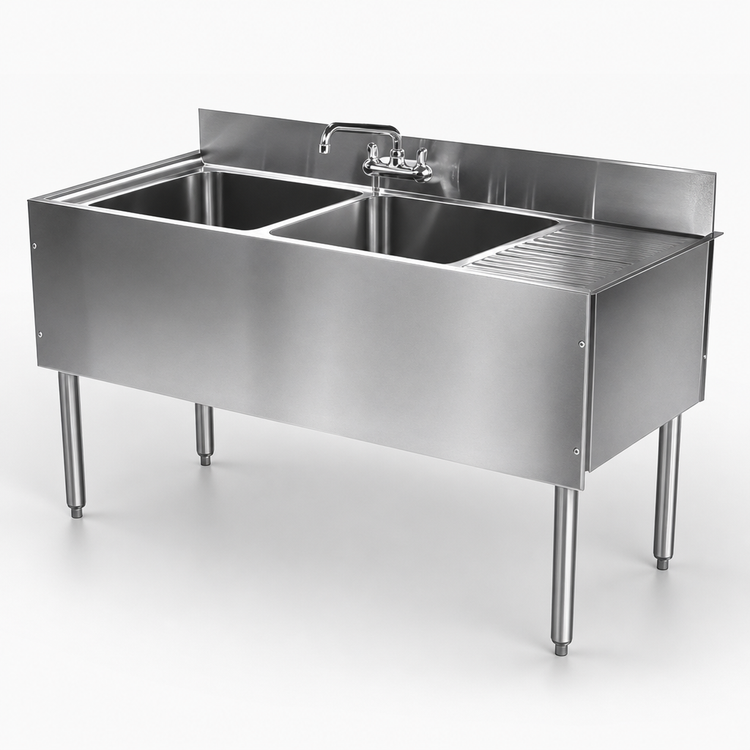Product image #4 for CHOICE 36-Inch Two-Compartment Underbar Sink Unit with Right Drainboard