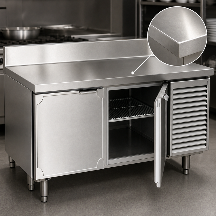 Product image #4 for La Rosa L-20162-32 Two-Section Worktop Freezer Base with 6" Splashguard