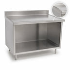 Thumbnail image #4 for Eagle Group Spec-Master OB3048SEM-BS 48"W x 30"D 304 Stainless Steel Work Table, Open Cabinet Base, 14-Gauge Top, 4-1/2" Backsplash