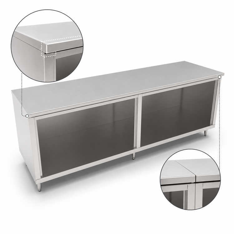 Product image #4 for John Boos Open Front Modular Base Work Table, 96 x 36 Inch, 16-Gauge Stainless Steel Top