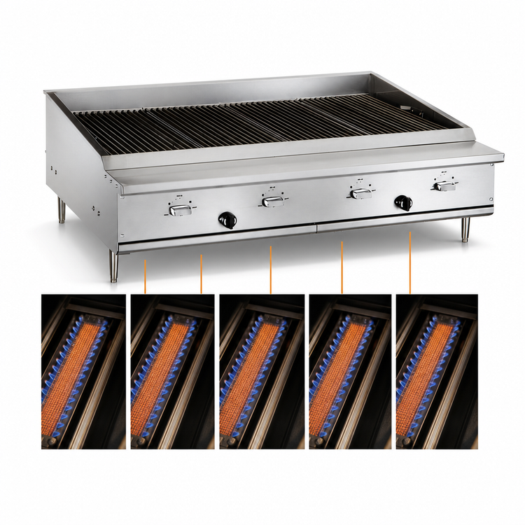 Product image #4 for Vulcan IRX VTEC60 Gas Infrared Countertop Charbroiler, 58-1/2 Inch, 5-Burner, 110,000 BTU