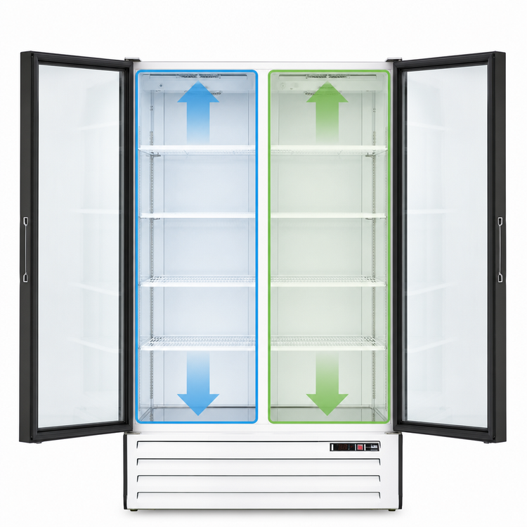 Product image #4 for Everest EMSGR33C 2-Section Reach-In Glass Door Chromatography Refrigerator, 36 Cu. Ft., Bottom-Mounted Self-Contained