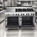 Thumbnail image #4 for Bistro 72-Inch Shallow-Depth Heavy-Duty Gas Restaurant Range with 12 Open Burners, Standard Oven, and Convection Oven