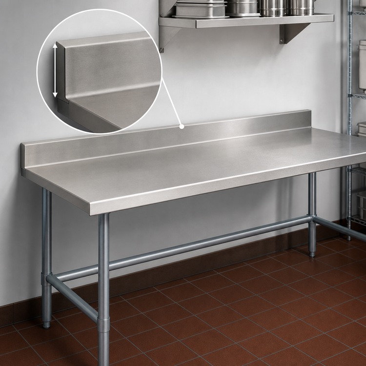Product image #4 for Eagle Deluxe Series 144-Inch x 24-Inch 16-Gauge Stainless Steel Work Table with 4-1/2-Inch Backsplash and Galvanized Tubular Base