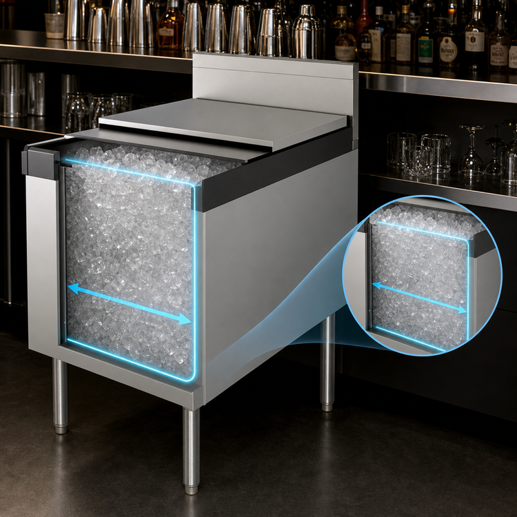Product image #4 for Top Shelf TSF Series Full-Depth Freestanding Underbar Ice Bin/Cocktail Unit with 10-Circuit Cold Plate, 18 Inch W x 24 Inch D