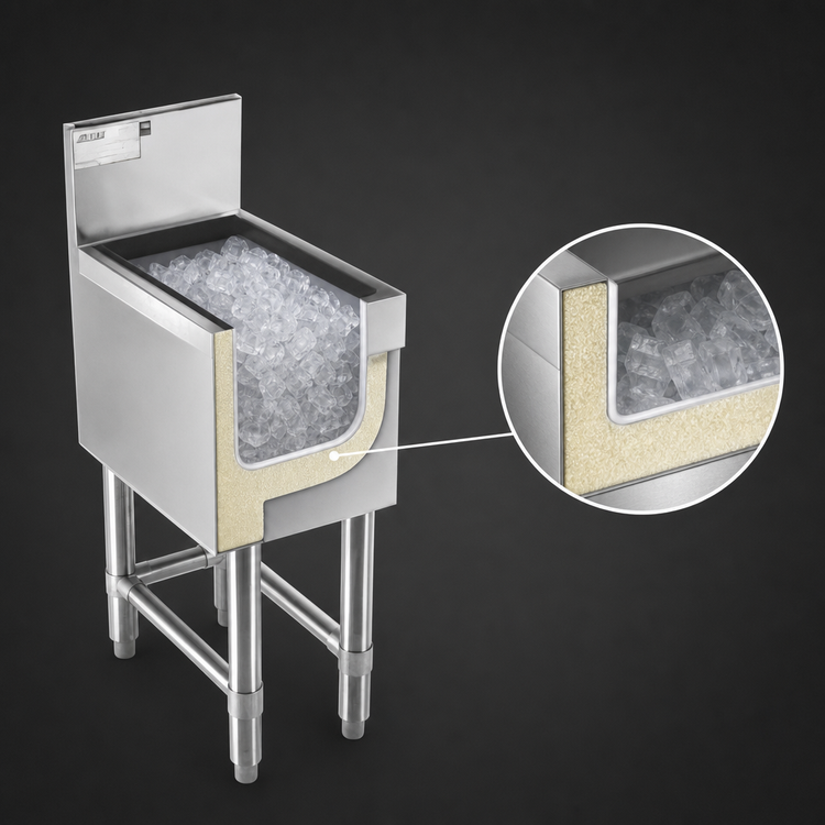 Product image #4 for Spec-Bar 12-Inch Wide Underbar Ice Bin/Cocktail Unit, 34 lb Capacity, Sliding Cover