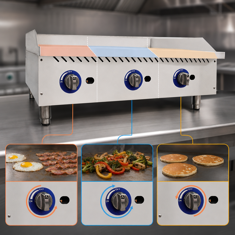 Product image #4 for Globe 36-Inch Countertop Gas Griddle with 1-Inch Smooth Steel Plate, 90,000 BTU