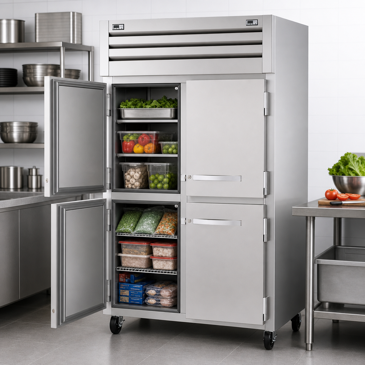 Product image #4 for True SPEC SERIES Two-Section Reach-In Refrigerator/Freezer with 4 Half Doors, Stainless Steel Exterior
