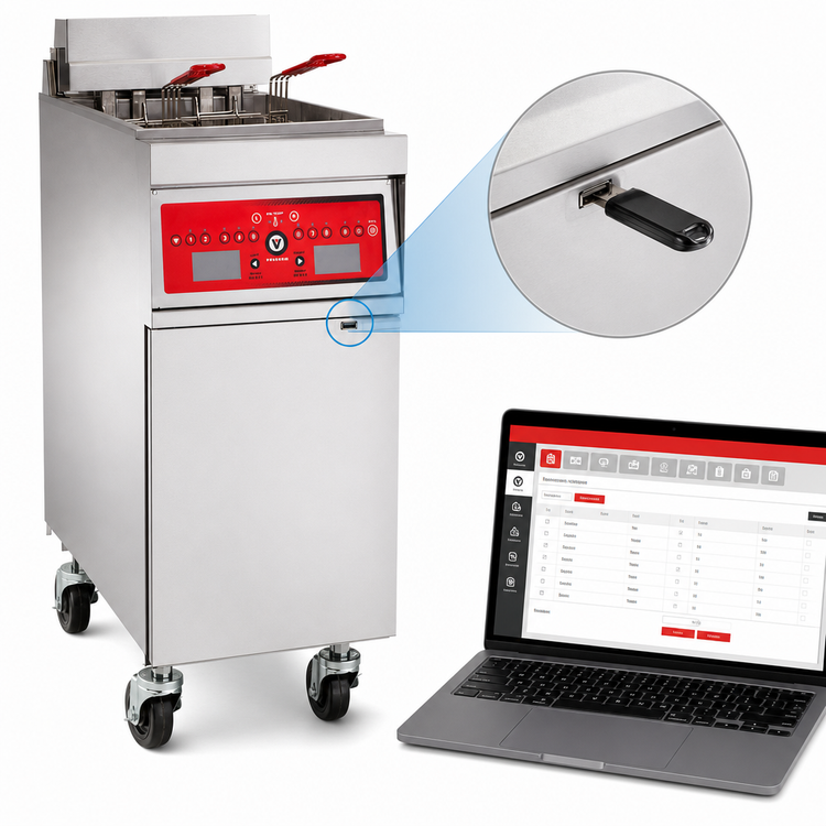 Product image #5 for Vulcan 21-Inch 85 lb. Electric Floor Fryer with Programmable Computer Controls and Built-In Filtration