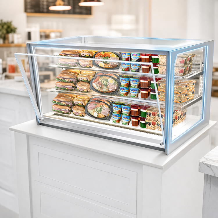 Product image #4 for Federal Industries Italian Glass Drop-In Refrigerated Counter Display Case, 60 Inch Wide, 2-Tier Shelves