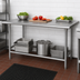 Thumbnail image #4 for Advance Tabco 108-Inch x 24-Inch Flat Top Open Base Work Table with 430 Stainless Steel Top and Galvanized Legs