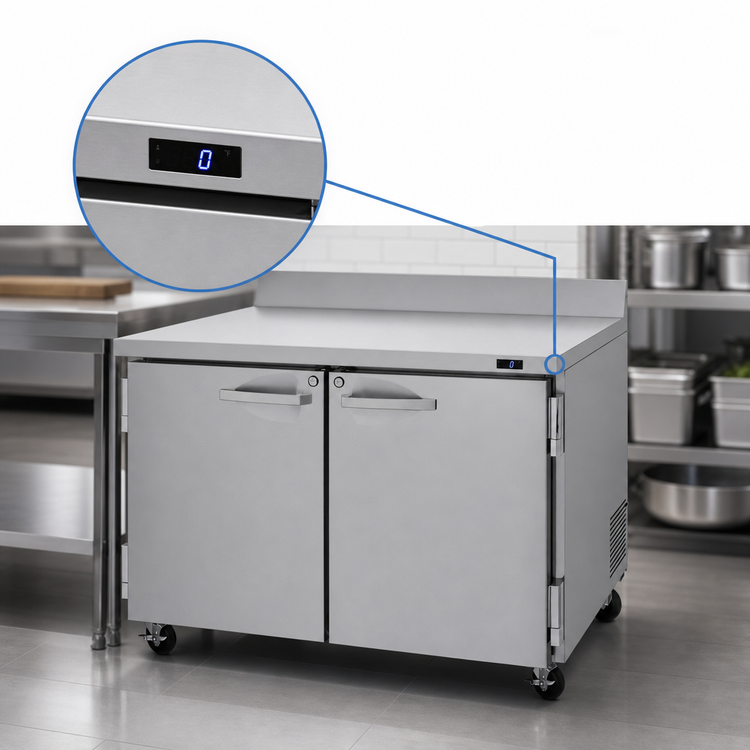 Product image #4 for Turbo Air PRO Series 48 1/4-Inch 2-Section Worktop Freezer with Solid Swing Doors