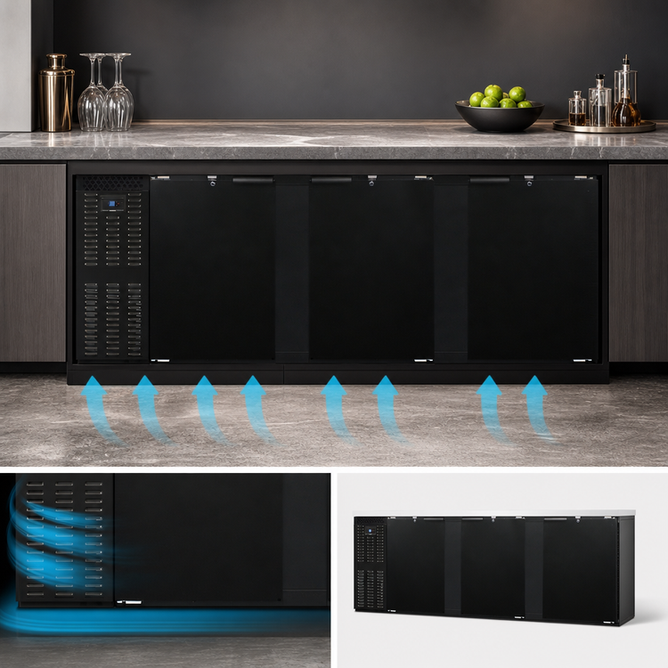 Product image #4 for Continental Refrigerator BB90SN Shallow Depth 90-Inch 3-Door Refrigerated Back Bar Cooler