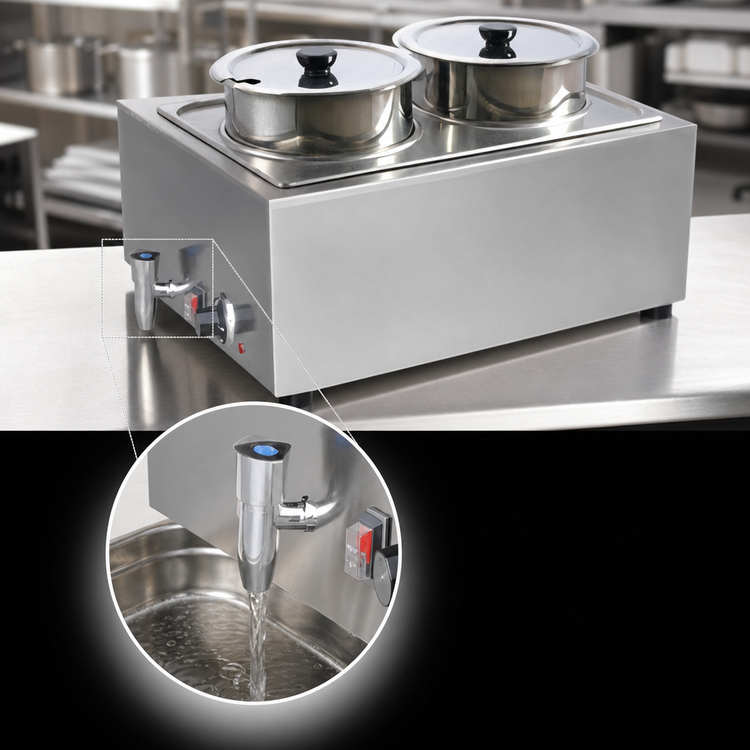 Product image #4 for Uniworld Double Countertop Electric Food Warmer with Drain Valve, 2 x 8-Qt Inserts