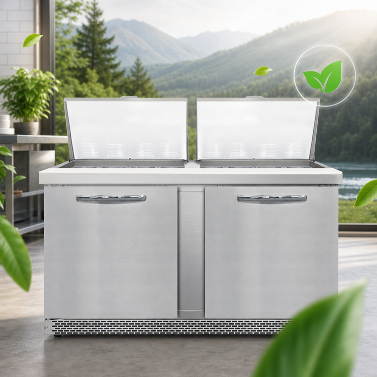 Product image #4 for Continental Refrigerator Mighty Top SW60N24M-FB 60" Two-Section 24-Pan Front Breather Sandwich Unit