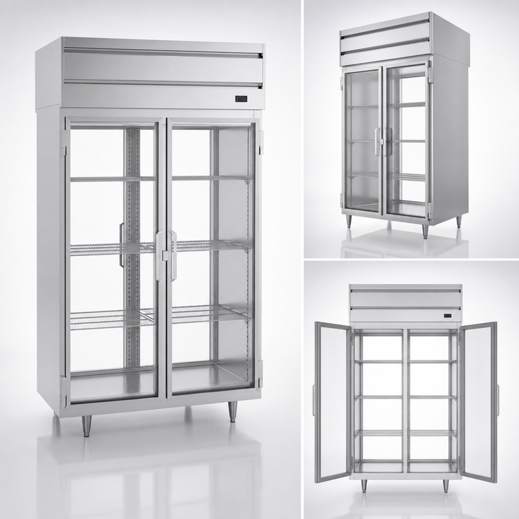 Product image #4 for Beverage-Air P Series Two-Section Top-Mount Pass-Thru Glass Door Freezer, 48.33 Cu. Ft.