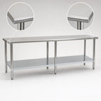 Thumbnail image #4 for Eagle Group Budget Series T24108B 108" x 24" Flat-Top 430 Stainless Steel Work Table with Adjustable Galvanized Undershelf