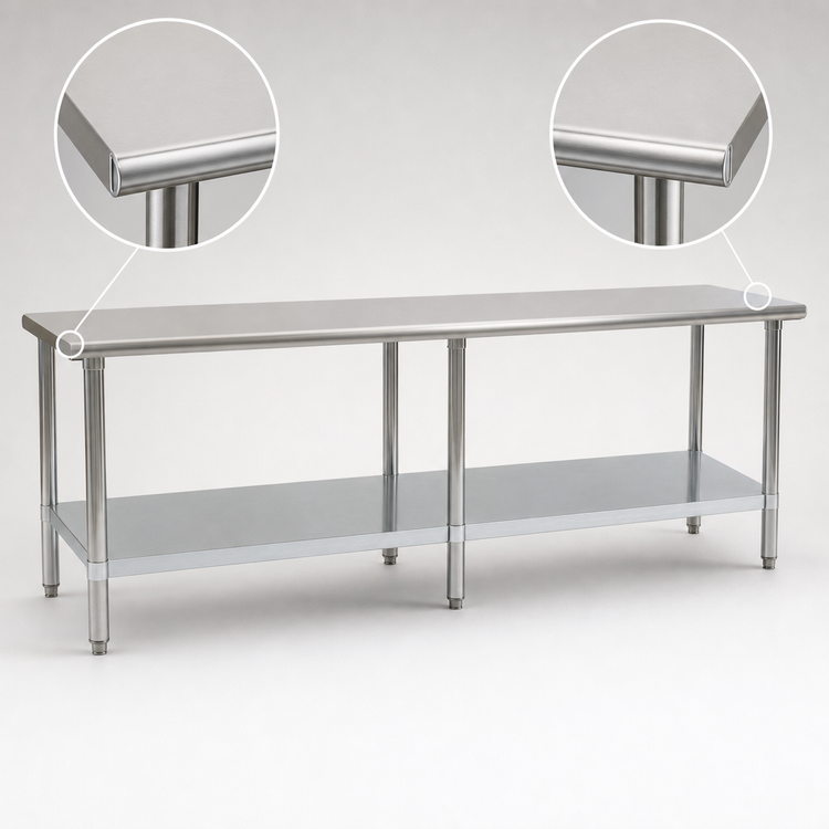 Product image #4 for Eagle Budget Series 108 Inch x 24 Inch Flat Top 430 Stainless Steel Work Table with Adjustable Galvanized Undershelf