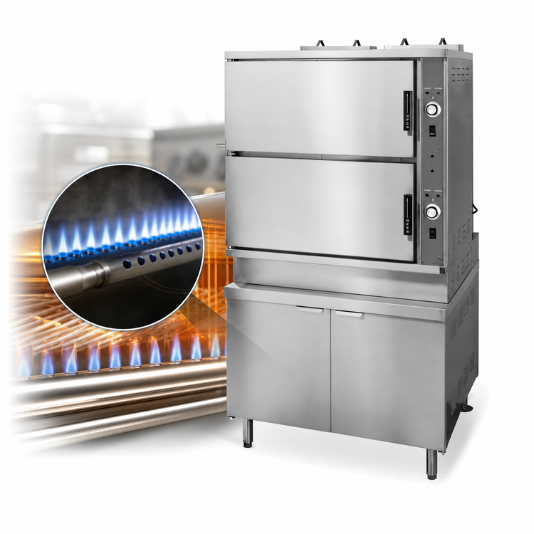 Product image #4 for Crown GCX-16 Two Compartment Full-Size Gas Convection Steamer with 36" Cabinet Base