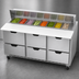 Thumbnail image #5 for Beverage-Air 72-Inch Three-Section Sandwich Prep Table Refrigerated Counter with 6 Drawers, 8-Pan Cut Top, and 17-Inch Cutting Board