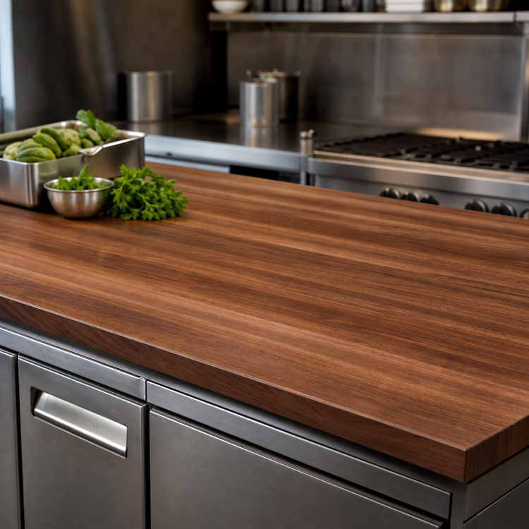 Product image #4 for John Boos Boos Block Full-Length Edge Grain American Black Walnut Kitchen Countertop with Varnique Finish, 96 x 38 x 1-1/2 Inches