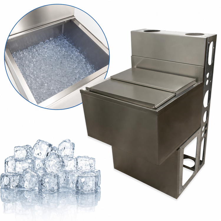 Product image #5 for BK Resources 25-Inch Wide Underbar Ice Bin with 8-Circuit Aluminum Cold Plate, 97 lb. Capacity