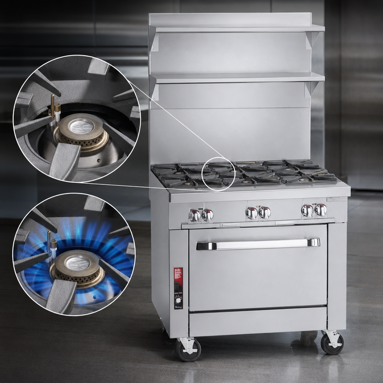 Product image #4 for Southbend Platinum 48-Inch Heavy Duty Gas Sectional Range with Cabinet Base, 8 Open Burners, and Step-Up Rear Burners