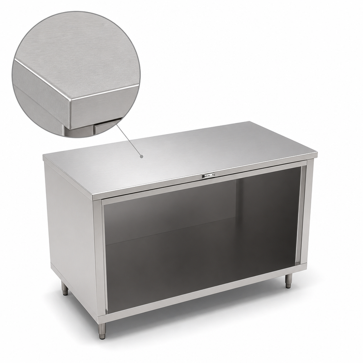 Product image #4 for John Boos Stainless Steel Cabinet Base Work Table with Open Front and Safety Edge, 72 x 30 Inches