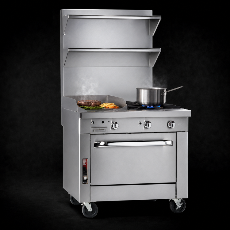 Product image #4 for Southbend Platinum 32-Inch Heavy Duty Gas Range with 2 Open Burners and 16-Inch Hot Top