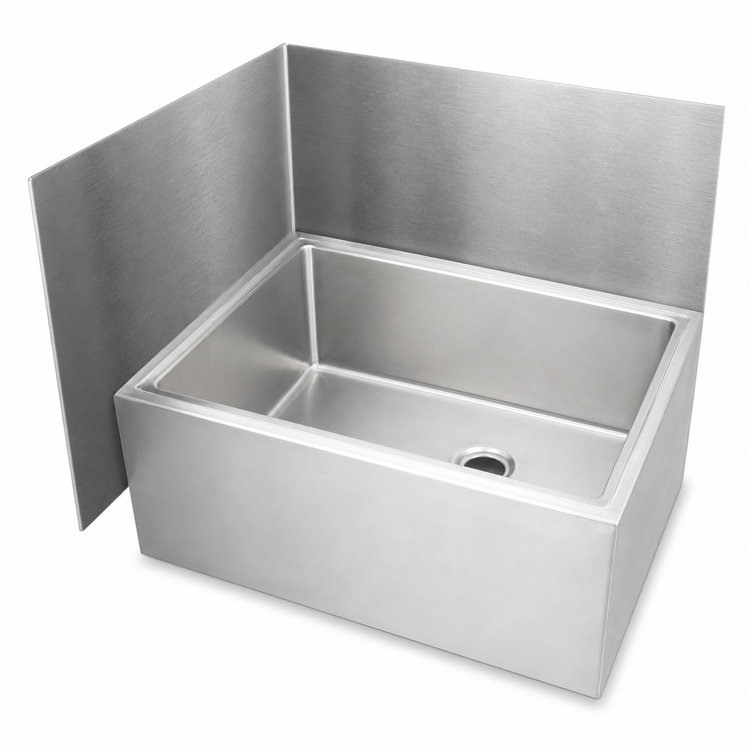 Product image #4 for John Boos Add-On Mop Sink Wall Guard for 20 x 20 Sinks, Rear & Left, Stainless Steel