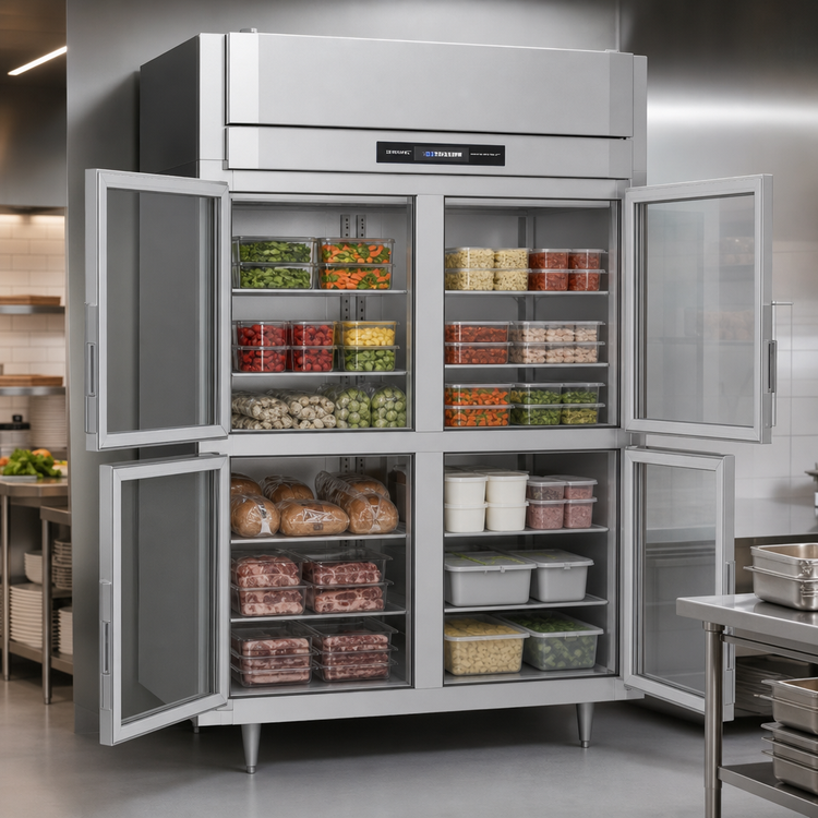 Product image #5 for Victory UltraSpec V-Core 2-Section Extra Wide Glass Half-Door Reach-In Freezer