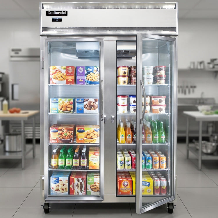Product image #3 for Continental Refrigerator 2FNGD Two-Section Narrow Hinged Glass Door Display Freezer