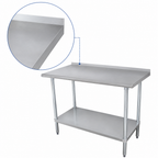 Thumbnail image #4 for Advance Tabco 144 Inch x 30 Inch Open Base Stainless Steel Work Table with Adjustable Undershelf and Rear Up-Turn