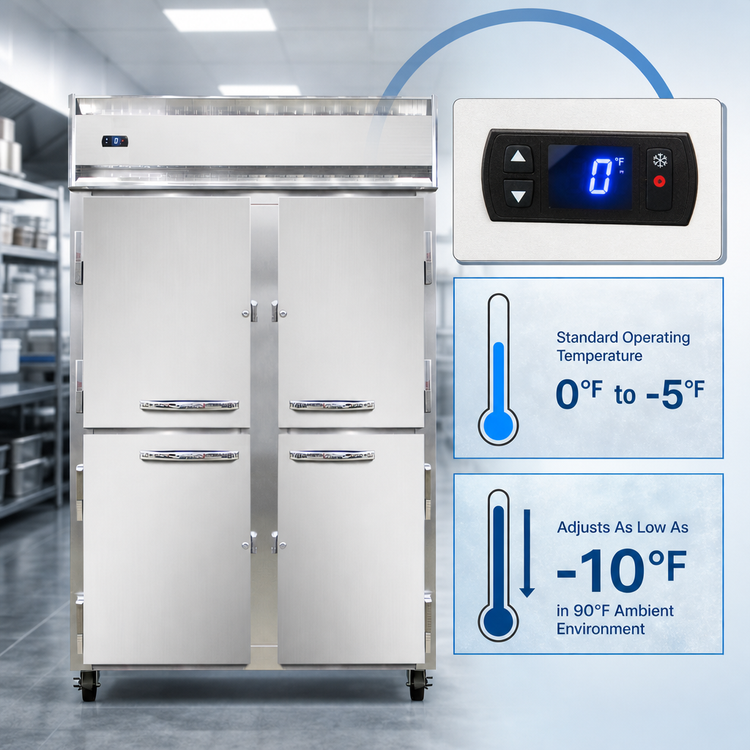 Product image #4 for Continental Refrigerator 2FSNSSHD Two-Section Shallow Depth Reach-in Freezer with Half-Height Solid Doors