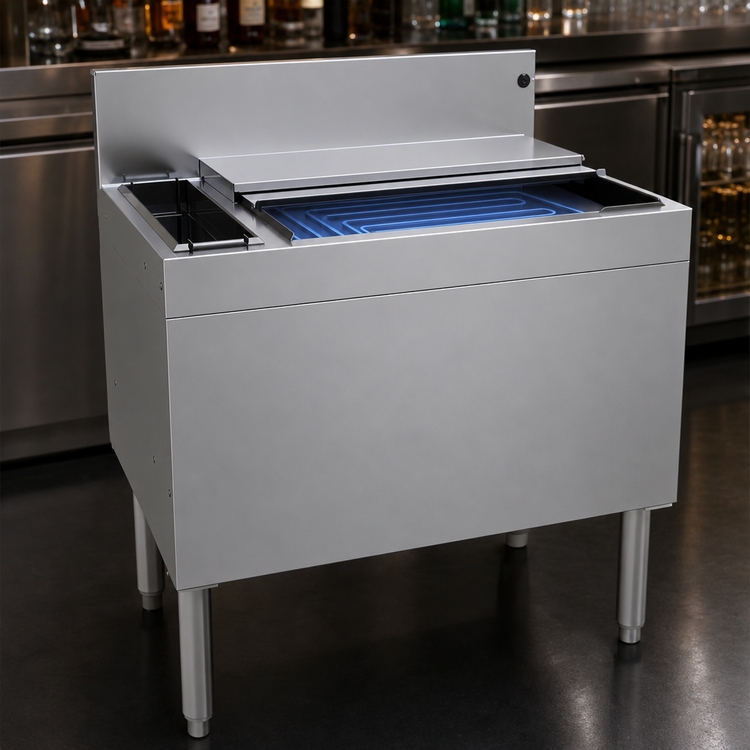 Product image #4 for Glastender 30-Inch Extra Deep Stainless Steel Underbar Ice Bin/Cocktail Unit with 10-Circuit Cold Plate and 3-Bottle Storage