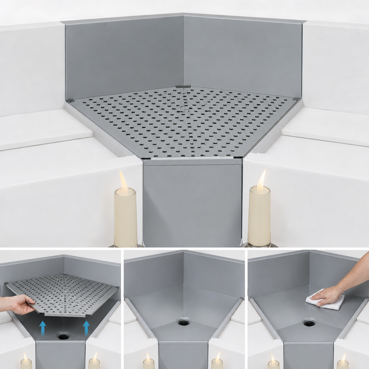 Product image #4 for Advance Tabco Prestige 45° Inside Corner Underbar Filler with Drainboard Top, 20-Inch Deep, No Legs