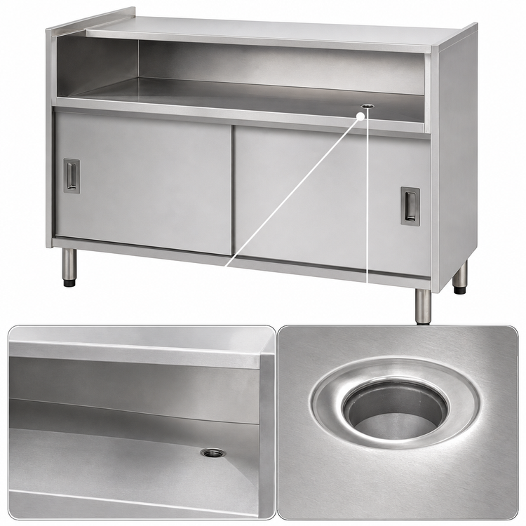 Product image #4 for Spec-Master 48-Inch Stainless Steel Beverage Urn Stand with Enclosed Base and Open Shelf