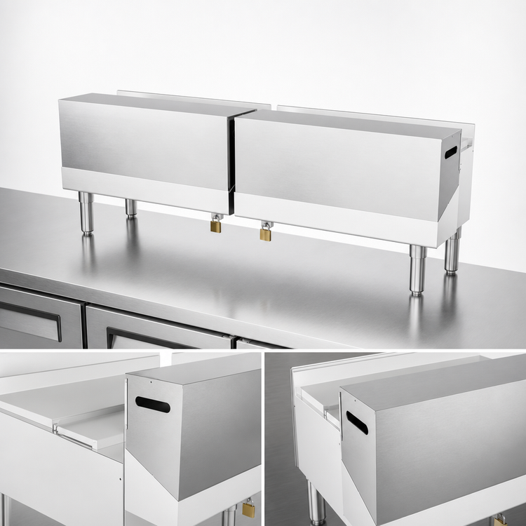 Product image #4 for John Boos Double 18-Inch Wide Stainless Steel Speed Rail Locking Cover