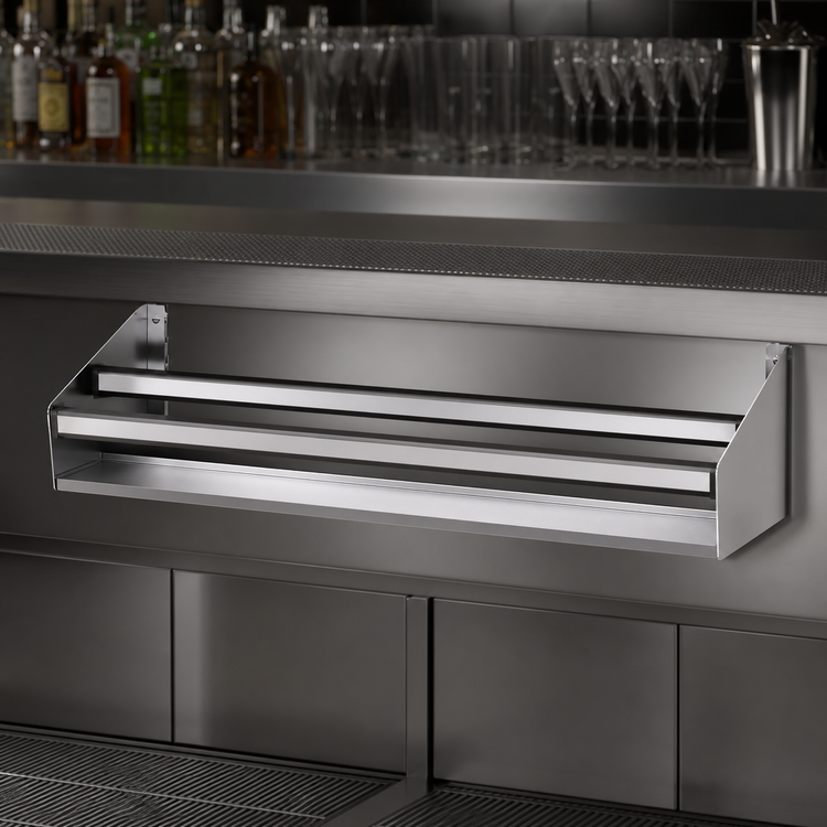 Product image #4 for Glastender 44-Inch Double Stainless Steel Speed Rail with Open Step-and-Rail Design