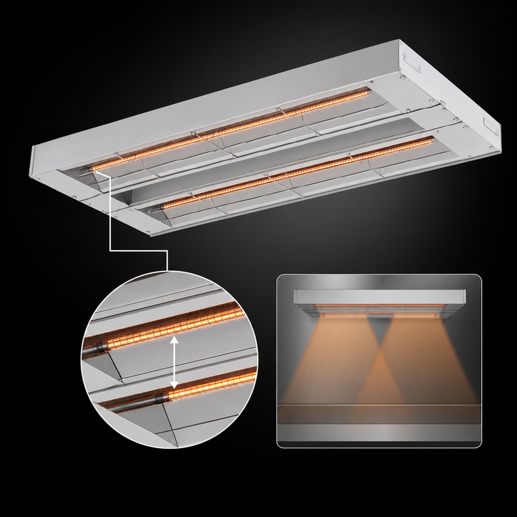 Product image #4 for Hatco Glo-Ray® 120-Inch Standard-Wattage Infrared Strip Heater, Double Tubular Metal Heater Rod, Unlighted